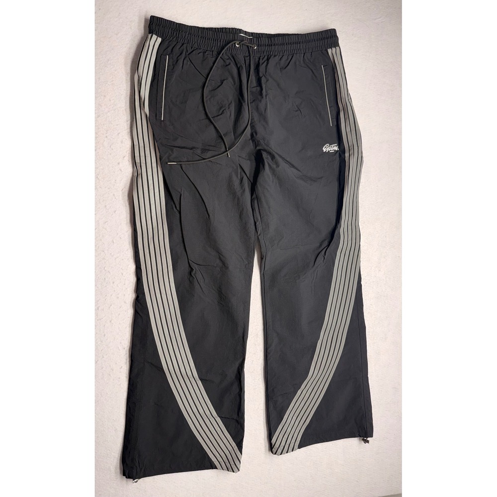 EPTM Men Black Grey Side Stripe Track Pants XXL Ripstop Bungee Hem 11934